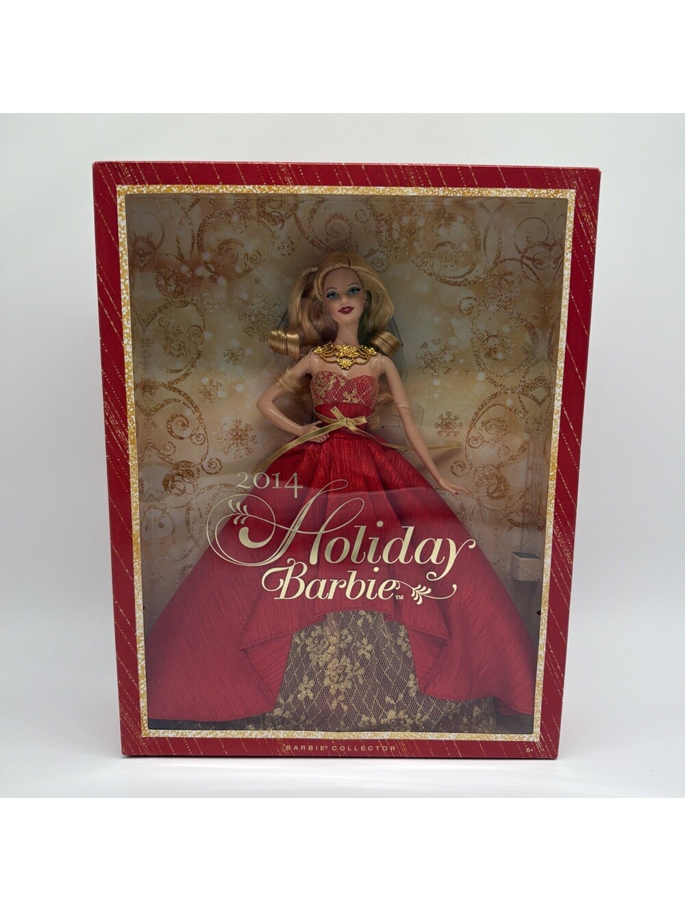 Mattel 2014 Holiday Barbie Collector Edition Blonde Doll Red Dress BDH13
